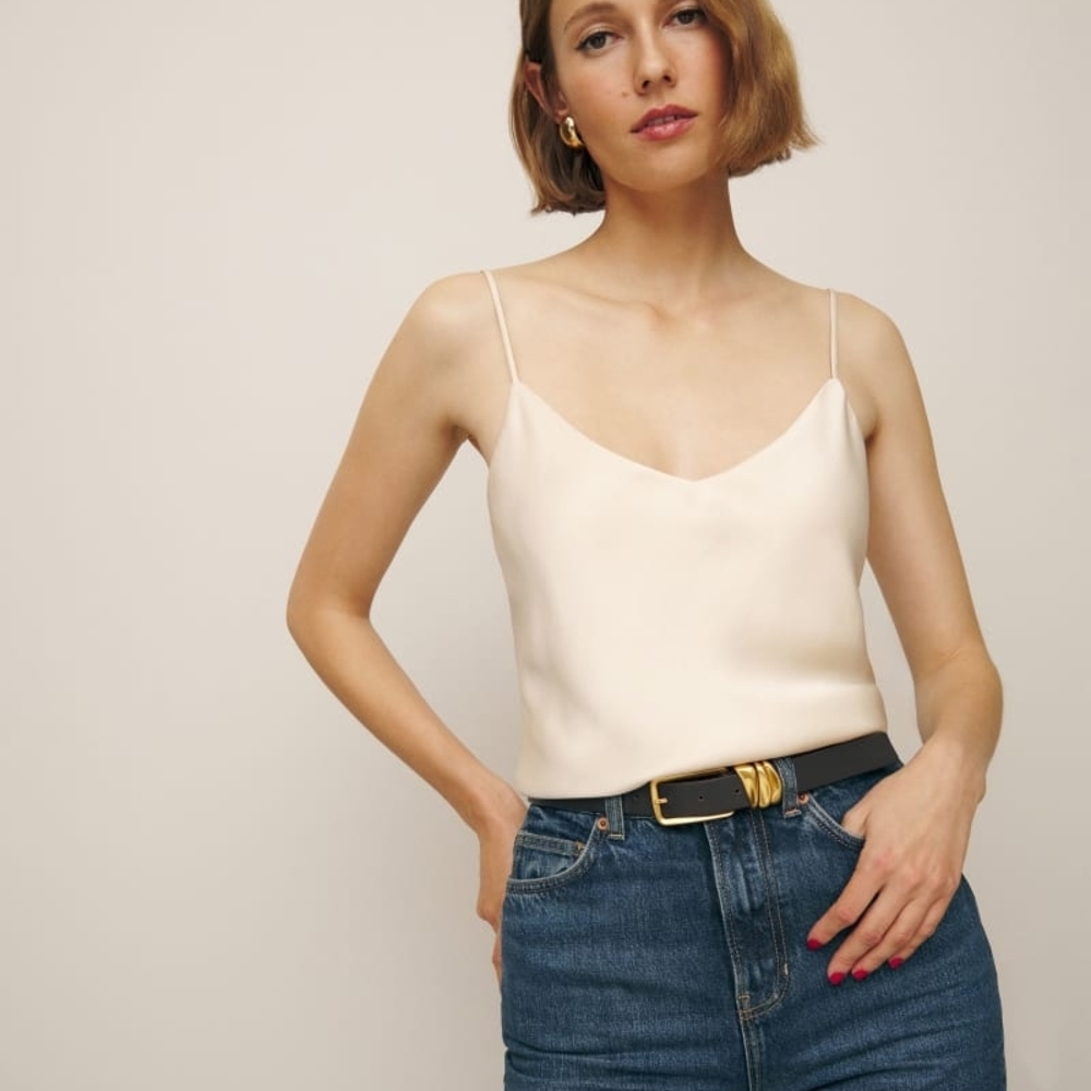 Reformation Teddy Satin Camisole Top - Champagne